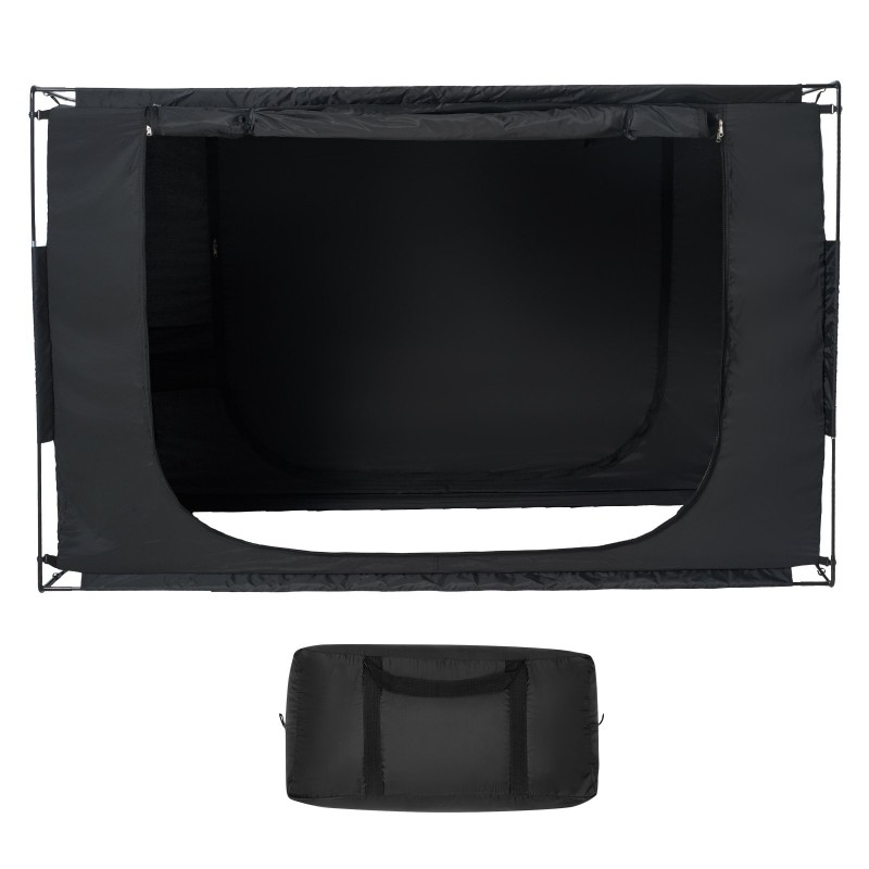 Sängyn teltta 2030x1520x1190 mm noin 70% pimentävä kangas musta 3 ovea