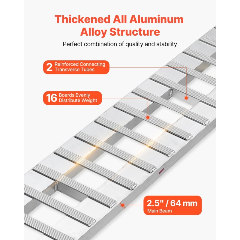 Alumiininen lastausramppipari 2400 mm pitkä 380 mm leveä 2721,6 kg