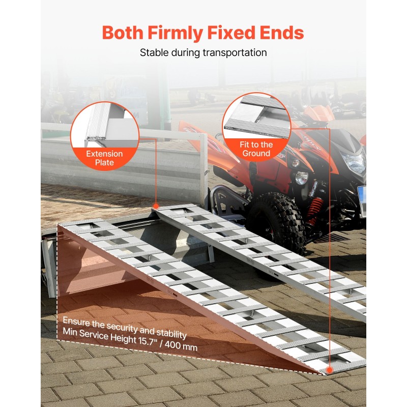 Alumiininen lastausramppipari 2400 mm pitkä 380 mm leveä 2721,6 kg