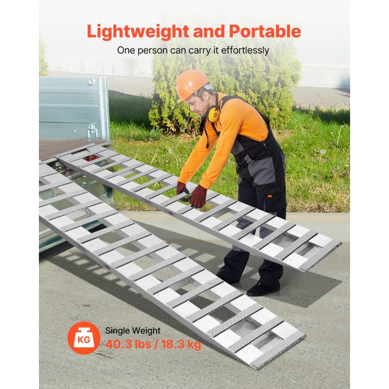 Alumiininen lastausramppipari 2400 mm pitkä 380 mm leveä 2721,6 kg