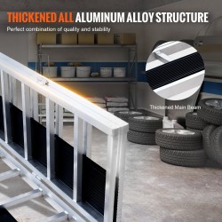 Kolmiosainen alumiiniseosramppi 2160x1375 mm taittuva 680 kg kantavuus mönkijöille ja ruohonleikkureille