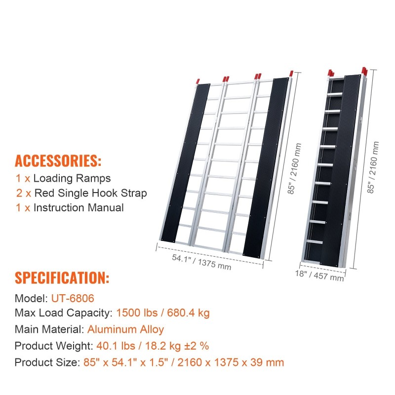 Kolmiosainen alumiiniseosramppi 2160x1375 mm taittuva 680 kg kantavuus mönkijöille ja ruohonleikkureille