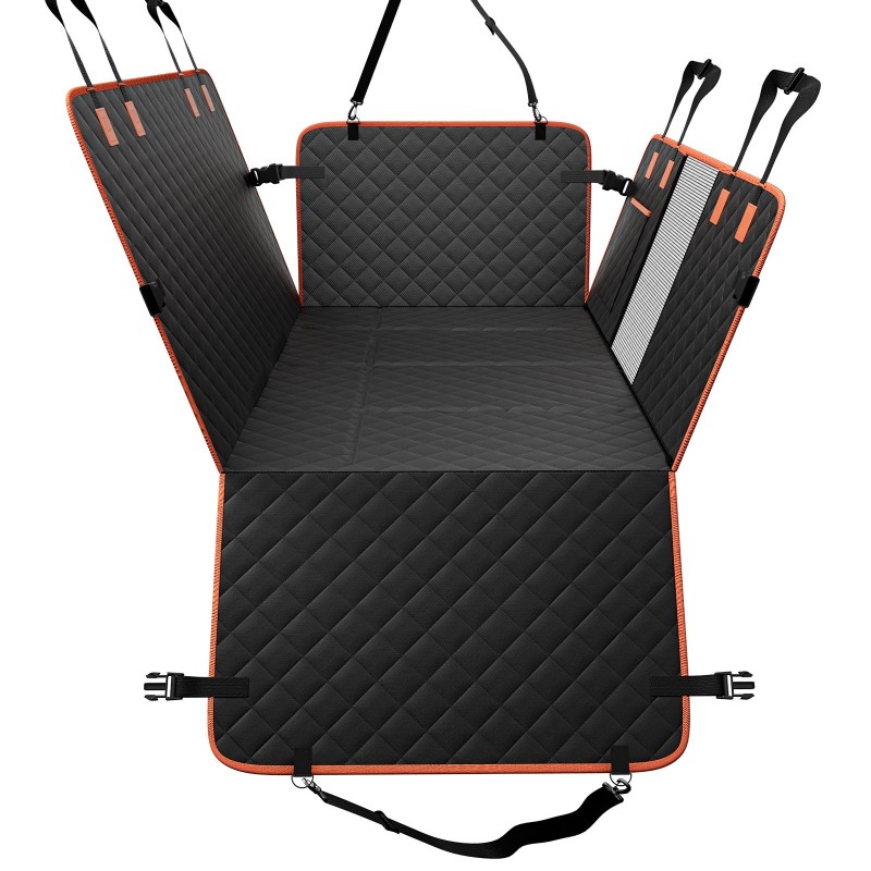 Koiran takaistuimen laajennus 600D-kangas PP-kennolevy 129x70 cm kovapohjalla verkkopaneelilla säilytystaskulla