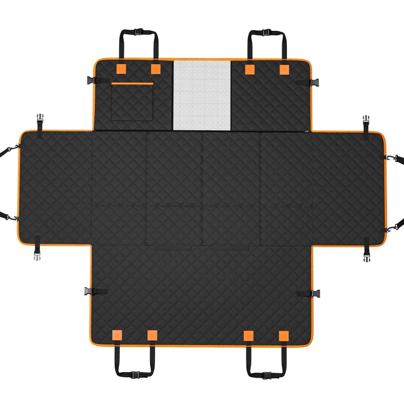 Koiran takaistuimen laajennus 600D-kangas PP-kennolevy 129x70 cm kovapohjalla verkkopaneelilla säilytystaskulla
