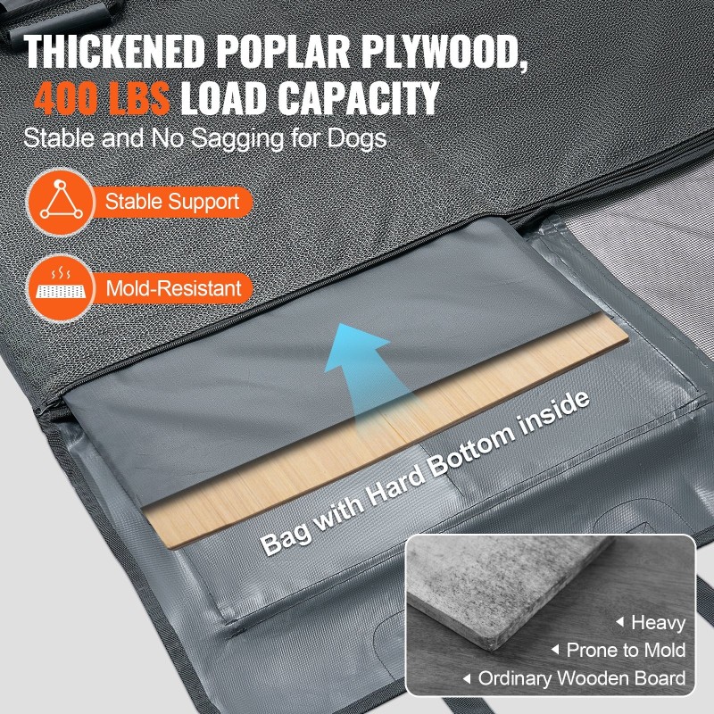 Takaistuimen jatkopatja koirille 600D Oxford-kangas vesitiivinen kovapohjainen 1370x610 mm 181 kg kantavuus