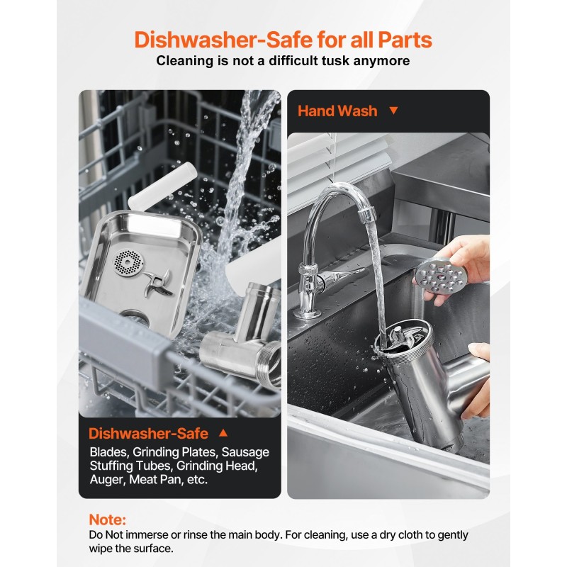 Pöytämallinen ruostumaton teräs lihamylly 1100 W makkarasuuttimilla ammattikäyttöön