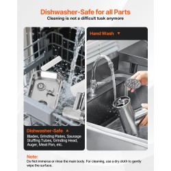 Sähköinen lihamylly ruostumaton teräs 300 watin viisi paunaa minuutissa kolme erikokoista makkarantekoputkea