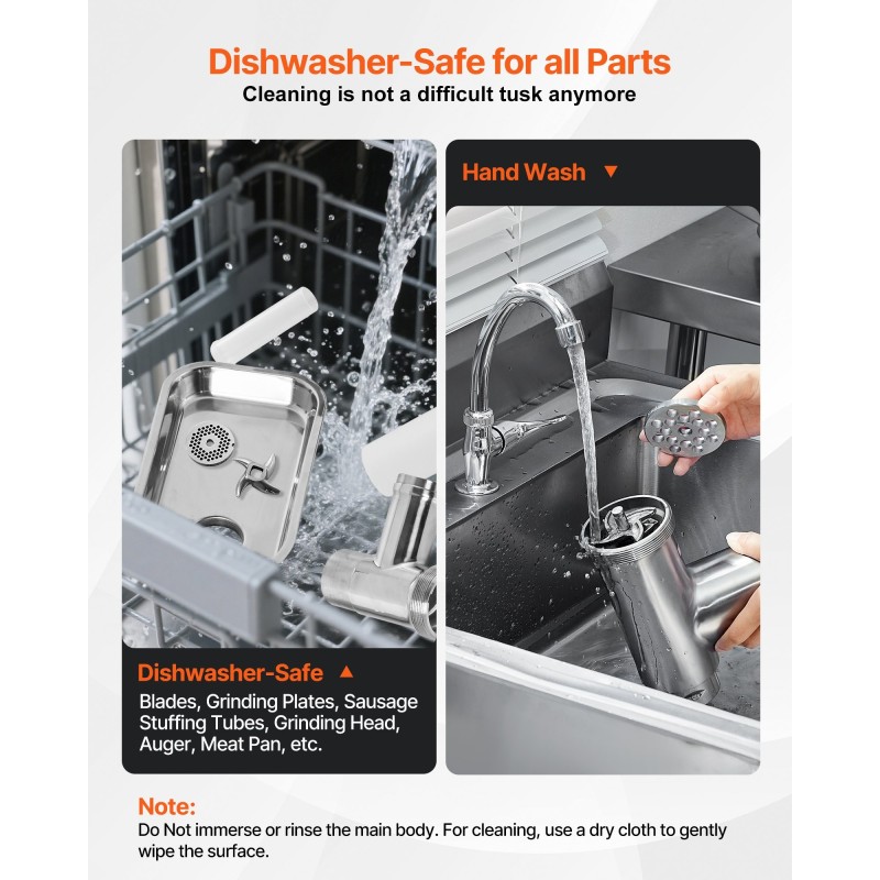 Sähköinen lihamylly ruostumaton teräs 300 watin viisi paunaa minuutissa kolme erikokoista makkarantekoputkea