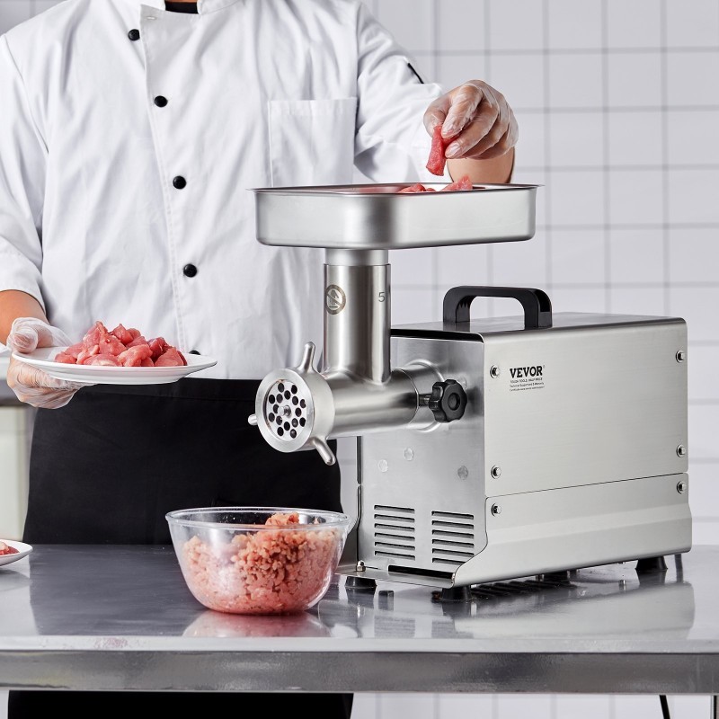 Sähköinen lihamylly ruostumaton teräs 300 watin viisi paunaa minuutissa kolme erikokoista makkarantekoputkea