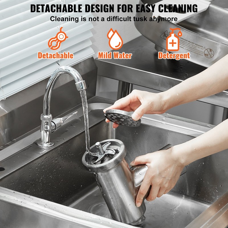 Sähköinen lihamylly 750 watin ruostumaton teräs 22-koko kolme makkarasuutinta