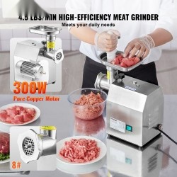 Lihamylly pöytämallinen 300W ruostumaton teräs 3 makkarasuutinta keittiöihin ravintoloihin