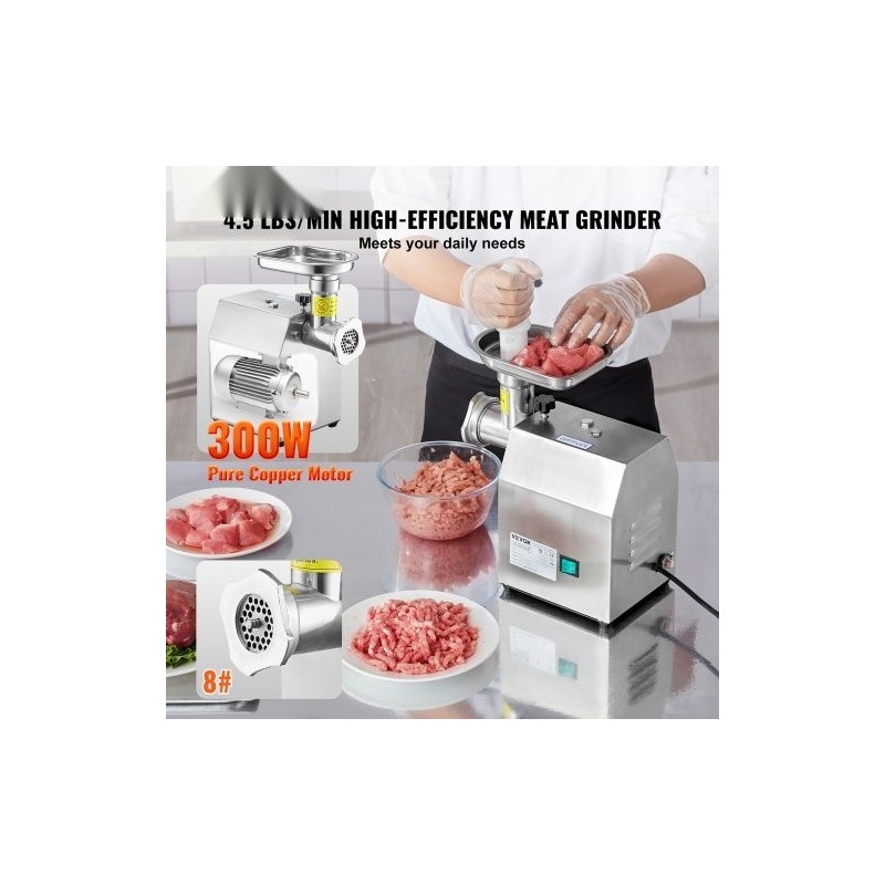 Lihamylly pöytämallinen 300W ruostumaton teräs 3 makkarasuutinta keittiöihin ravintoloihin