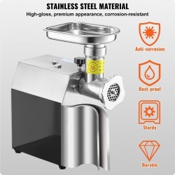 Lihamylly pöytämallinen 300W ruostumaton teräs 3 makkarasuutinta keittiöihin ravintoloihin