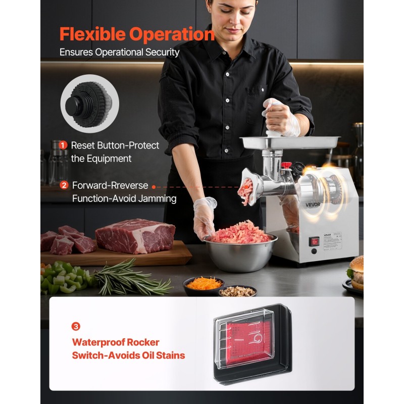 Pöytämallinen ruostumaton teräs lihamylly 850 wattinen malli 12 3,2 kilogrammaa minuutissa