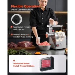 Sähkökäyttöinen pöytämallinen lihamylly ammattikäyttöön 600W ruostumatonta terästä 2,3 kg/min