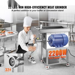 Sähkökäyttöinen ruostumaton teräs lihamylly 2200W 32 suuaukolla makkarasuppilolla ammattikäyttöön