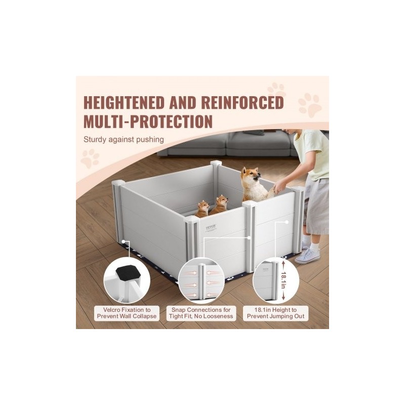 Koiran pentulaatikko PVC-muovi 98×98×46 cm irrotettavat paneelit kaiteet pissatyynyt mukana
