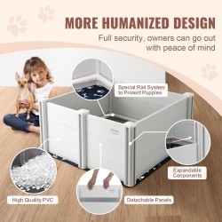 Koiran pentulaatikko PVC-muovi 98×98×46 cm irrotettavat paneelit kaiteet pissatyynyt mukana