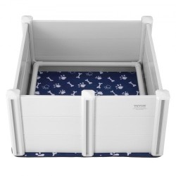 Koiran pentulaatikko PVC-muovi 98×98×46 cm irrotettavat paneelit kaiteet pissatyynyt mukana