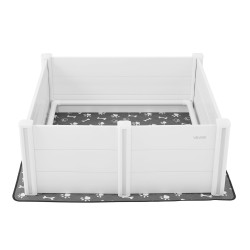 Pentulaatikko PVC-muovi 1220x1220x460 mm suurille roduille korkeussäädettävä ovi