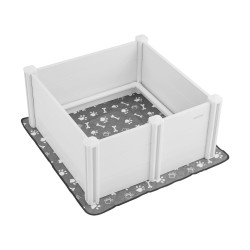 Pentulaatikko PVC 980x980x460mm keskikokoisille koirille korkeussäädettävä ovi pestävä alusta