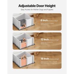 Pentulaatikko PVC 980x980x460mm keskikokoisille koirille korkeussäädettävä ovi pestävä alusta