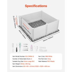 Pentulaatikko PVC-muovi 1520 x 1520 x 610 mm sisäkäyttöön erityisen suurille koirille