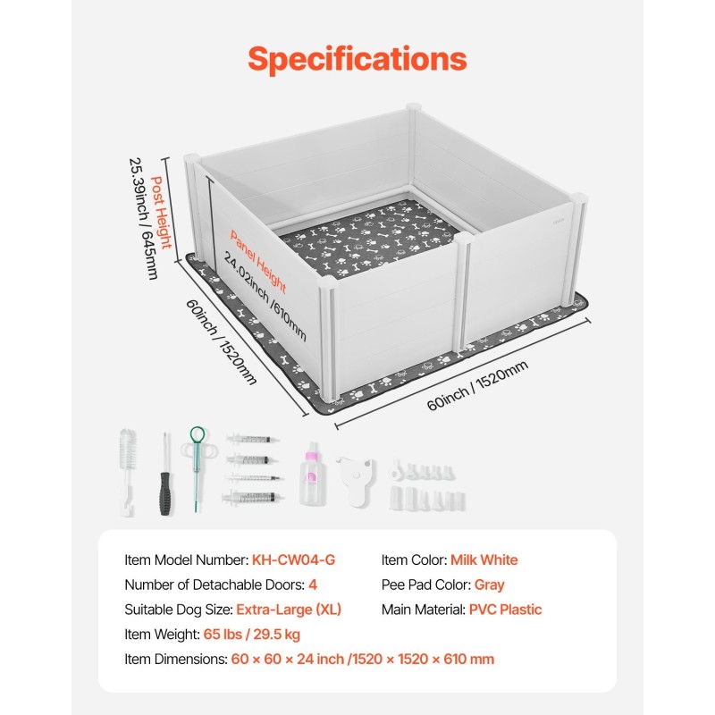 Pentulaatikko PVC-muovi 1520 x 1520 x 610 mm sisäkäyttöön erityisen suurille koirille