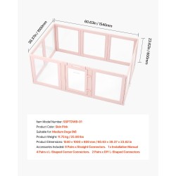 Muovinen pentulaatikko 1,54 x 1 x 0,6 m läpinäkyvillä PET-paneeleilla