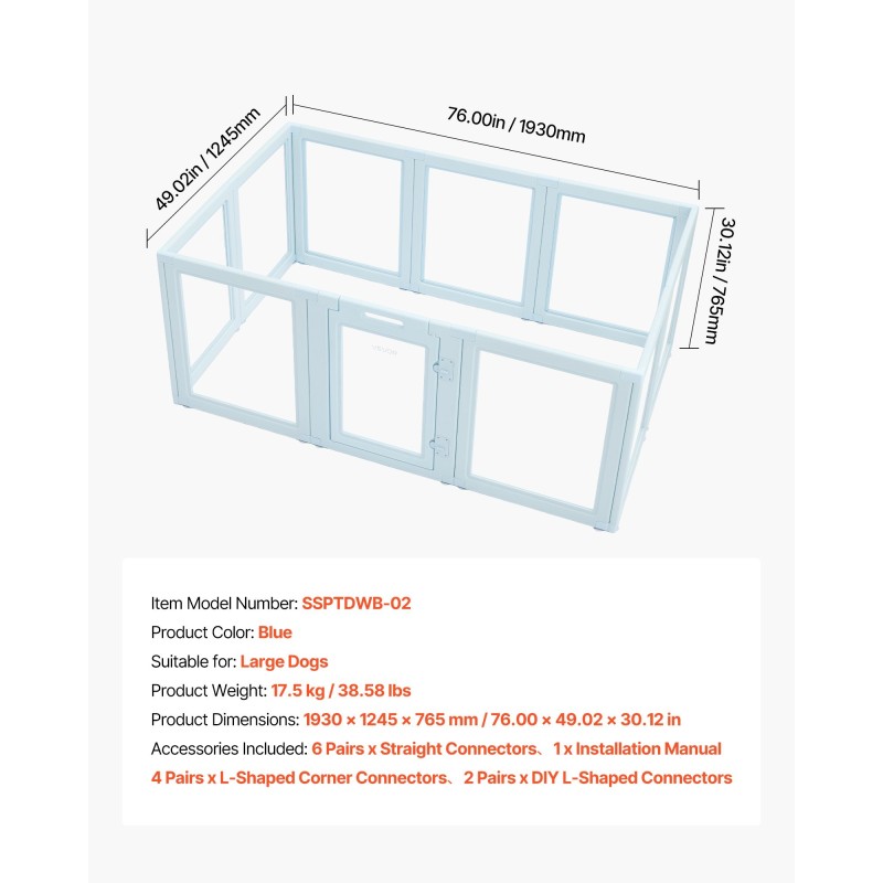 Pentulaatikko PET-paneeleilla PE-runko vesitiivis suurikokoisille koirille lukittava ovi