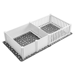 Pentulaatikko PVC muovista 2370x1230x460 mm 2 huoneinen sisäkäyttöön korkeussäädettävillä ovilla pestävällä pissatyynyllä