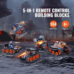 Rakennussarja ABS-muovia 554 osaa viisi mallia kaukosäädöllinen ja sovellusohjattu ladattava akku 6-vuotiaille
