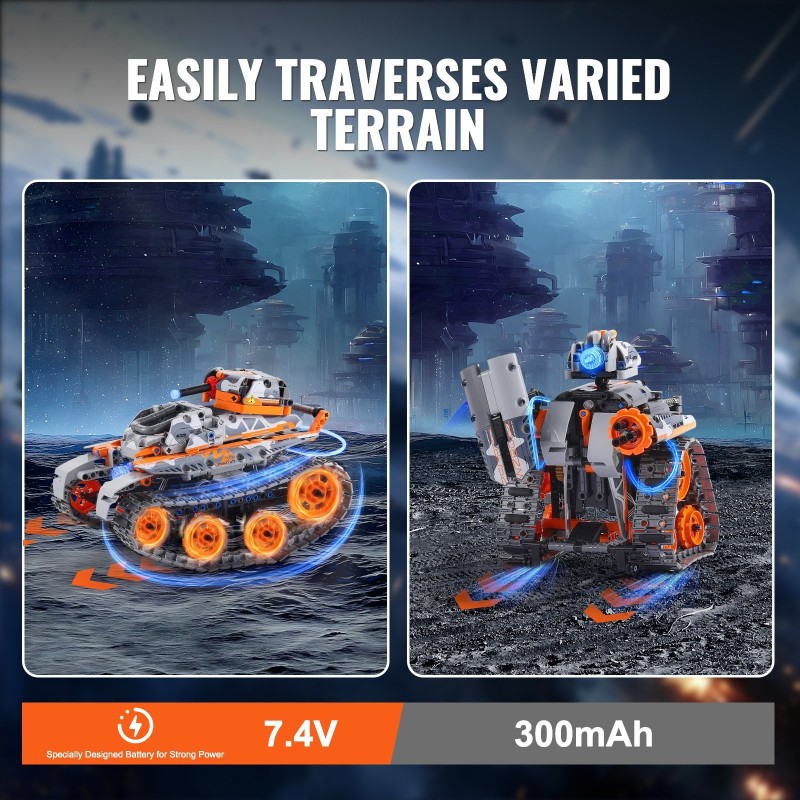 Rakennussarja ABS-muovia 554 osaa viisi mallia kaukosäädöllinen ja sovellusohjattu ladattava akku 6-vuotiaille