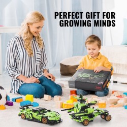 Rakennussarja ABS-muovi 461 osaa kaksitoiminen radio-ohjattava auto ja robotti