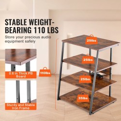 Lattiatasoinen 4-tasoinen kulmateline PB-levyinen rautarunko säädettävät hyllyt integroidut pistorasiat LED-valaistus