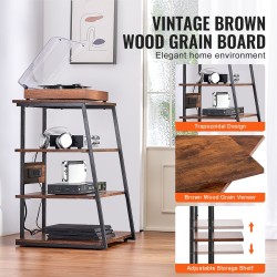 Lattiatasoinen 4-tasoinen kulmateline PB-levyinen rautarunko säädettävät hyllyt integroidut pistorasiat LED-valaistus