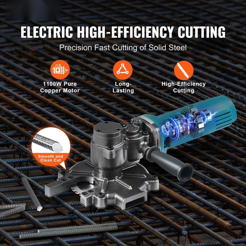 Sähköinen raudoitusleikkuri 1100W 4–40 mm pölynkeruulla kannettava