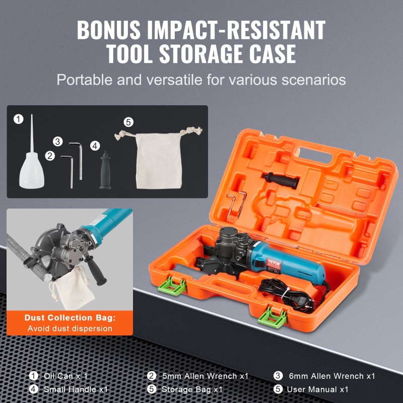 Sähköinen raudoitusleikkuri 1100W 4–40 mm pölynkeruulla kannettava