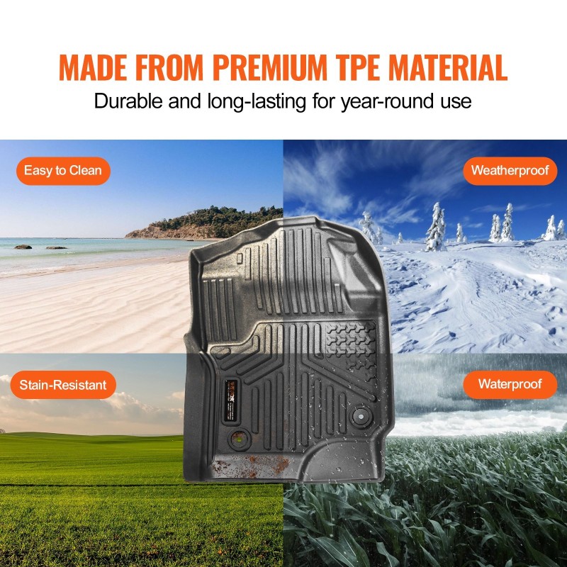 Auton TPE-lattiamatot 3-osainen etu- ja toiselle istuinriville Ford F250-F550 2017–2025 vasenkätisiin