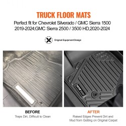 TPE lattiamatot 3-osaiset Chevrolet Silverado ja GMC Sierra 2019–2024 vasemmalta ohjattava musta