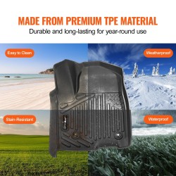 TPE lattiamatot 3-osaiset Chevrolet Silverado ja GMC Sierra 2019–2024 vasemmalta ohjattava musta