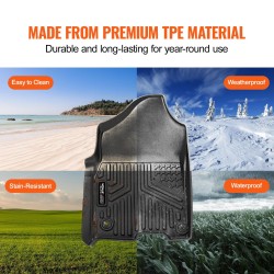 Auton lattiamatot TPE-muovi 3-osainen Dodge Ram Crew Cab vasemmanpuoleiseen ohjaukseen musta