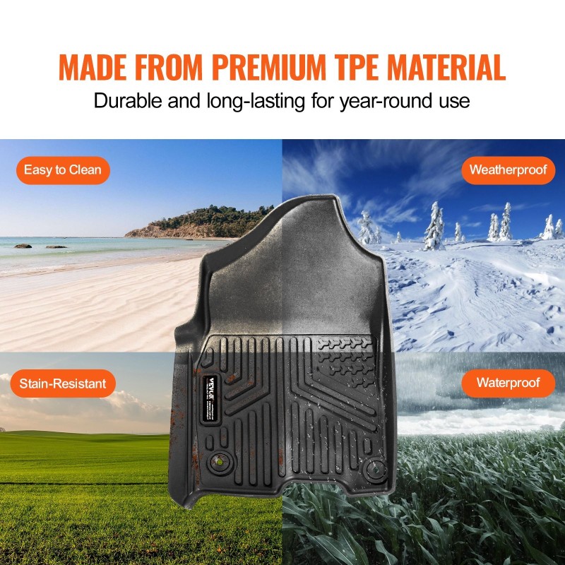 Auton lattiamatot TPE-muovi 3-osainen Dodge Ram Crew Cab vasemmanpuoleiseen ohjaukseen musta