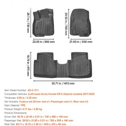 Auton lattiamatot TPE Honda CR-V hybridimalleihin 2017–2022 3-osainen vasemmanpuoleiseen ohjaukseen