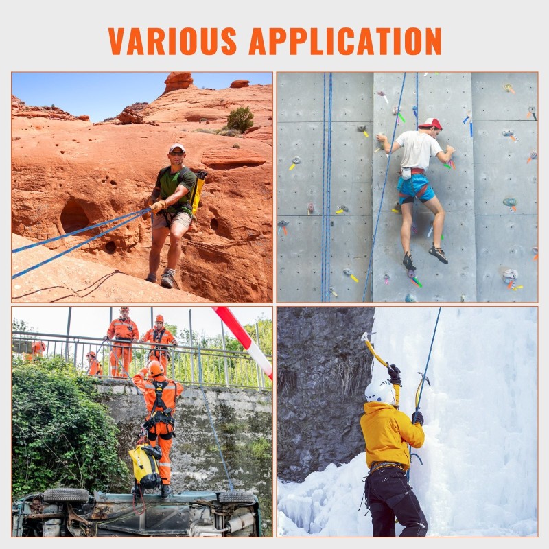 Dynaaminen kiipeilyköysi 10,2 mm 70 m 25 kN ANSI-sertifioitu teräksisillä pikalukoilla