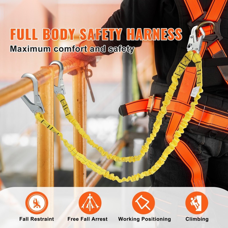 Turvaköysi putoamissuojaan 38 mm 1,83–2,8 m 2 jousisalpakoukkua