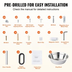 Korotettu koiran ruokintapiste valkoinen melamiini kaksi ruostumatonta teräskulhoa säilytyskaappi