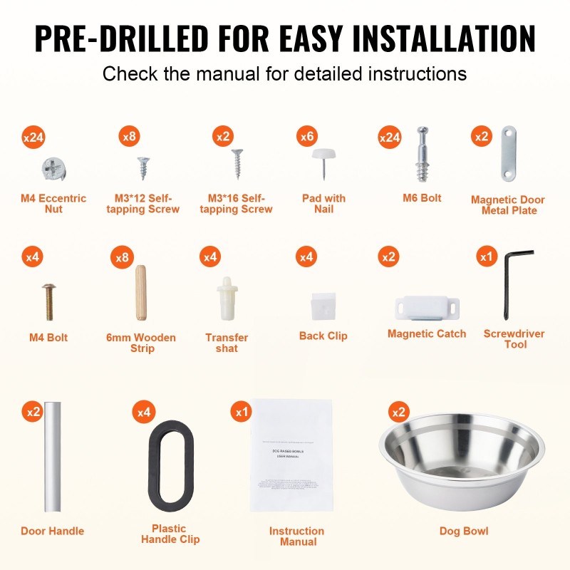 Korotettu koiran ruokintapiste valkoinen melamiini kaksi ruostumatonta teräskulhoa säilytyskaappi