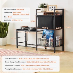 Korotettu koiran ruokakuppiteline säädettävällä korkeudella metallirungolla ja säilytyskaapilla sopii eri kokoisille koirille