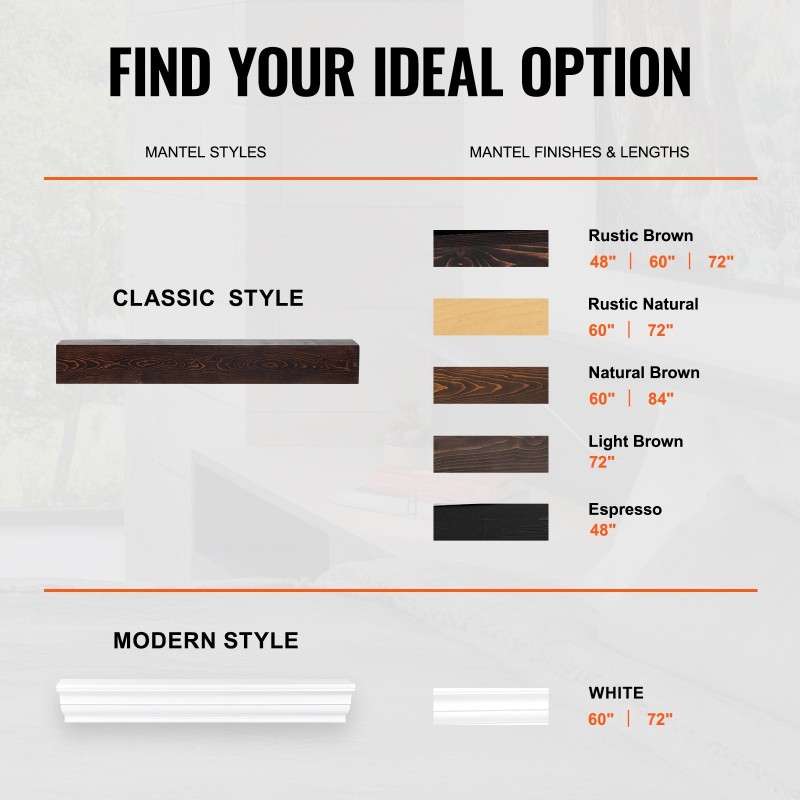 Leijuva takkahylly valkomäntypuuta 183 x 20 x 13 cm rustiikin ruskea